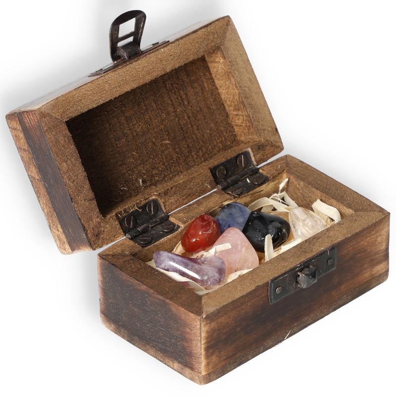 Holzbox-3x1,5cm mit Chakra-Set