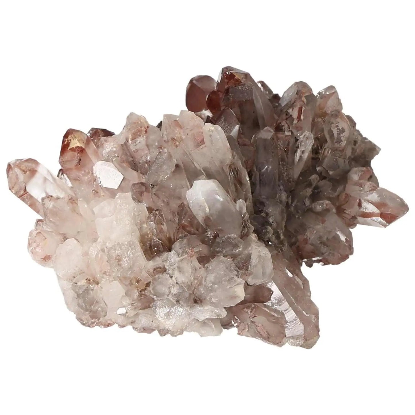 Quartz Cluster with Lithium from Sylvia Crystals, displaying unique hues and spiritual energy blend.