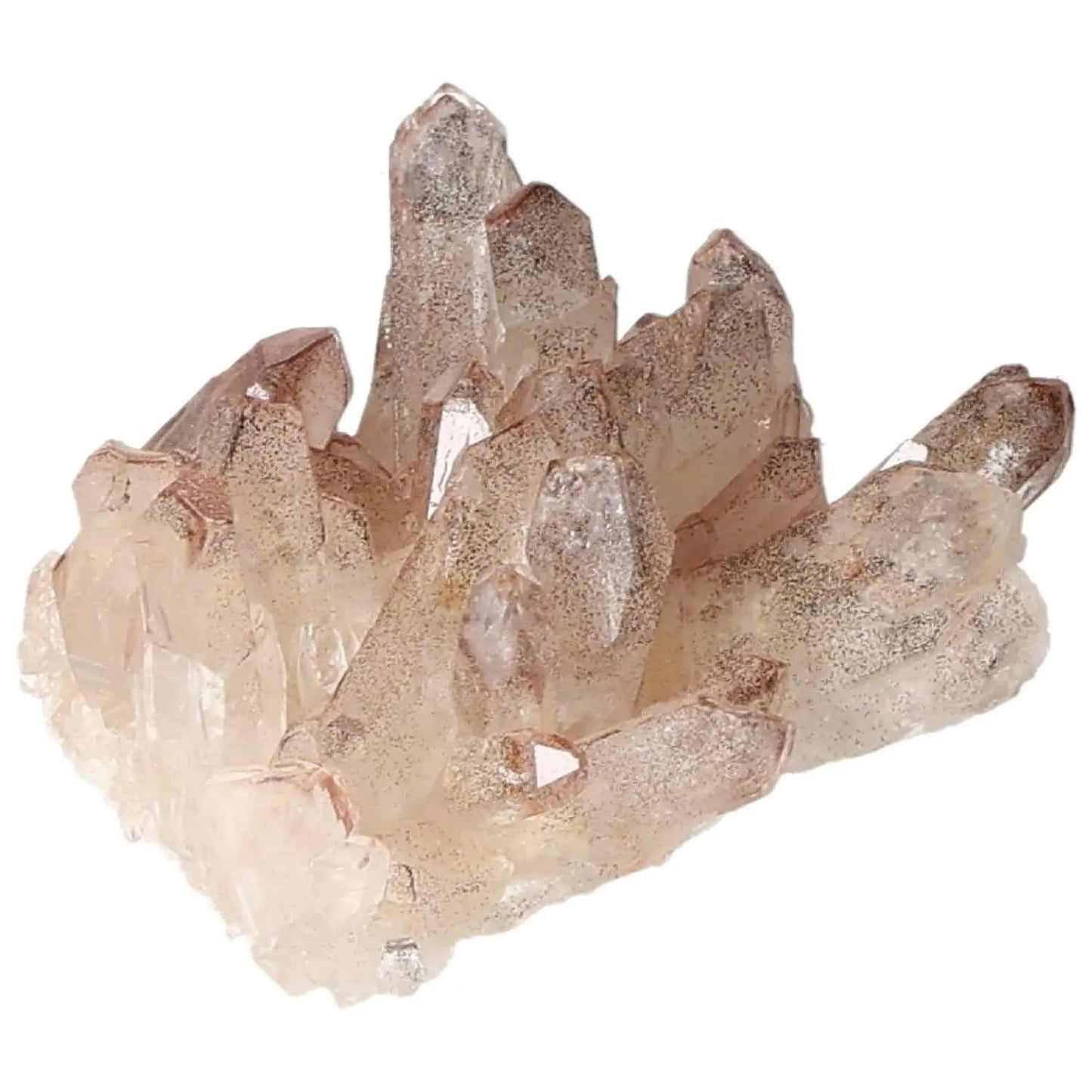 Quartz Cluster with Lithium from Sylvia Crystals, showcasing natural elegance and healing energy with unique crystal formations.