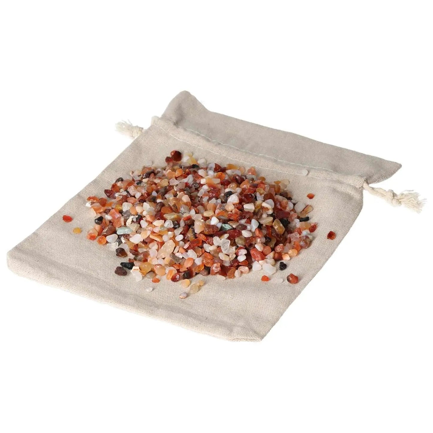 Premium Mix Stones 1kg Sylvia Crystals on beige cloth bag, featuring vibrant hues for luxury and spirituality.