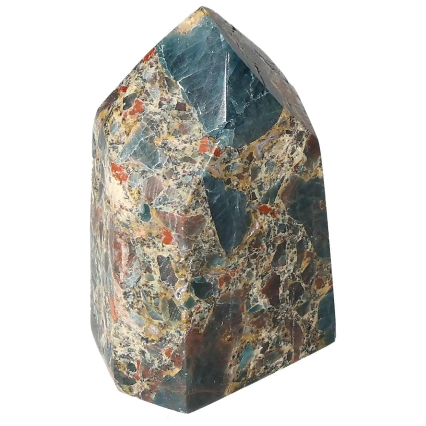 Premium Apatite Obelisk by Sylvia Crystals, showcasing vibrant natural hues for elegance and spiritual well-being.