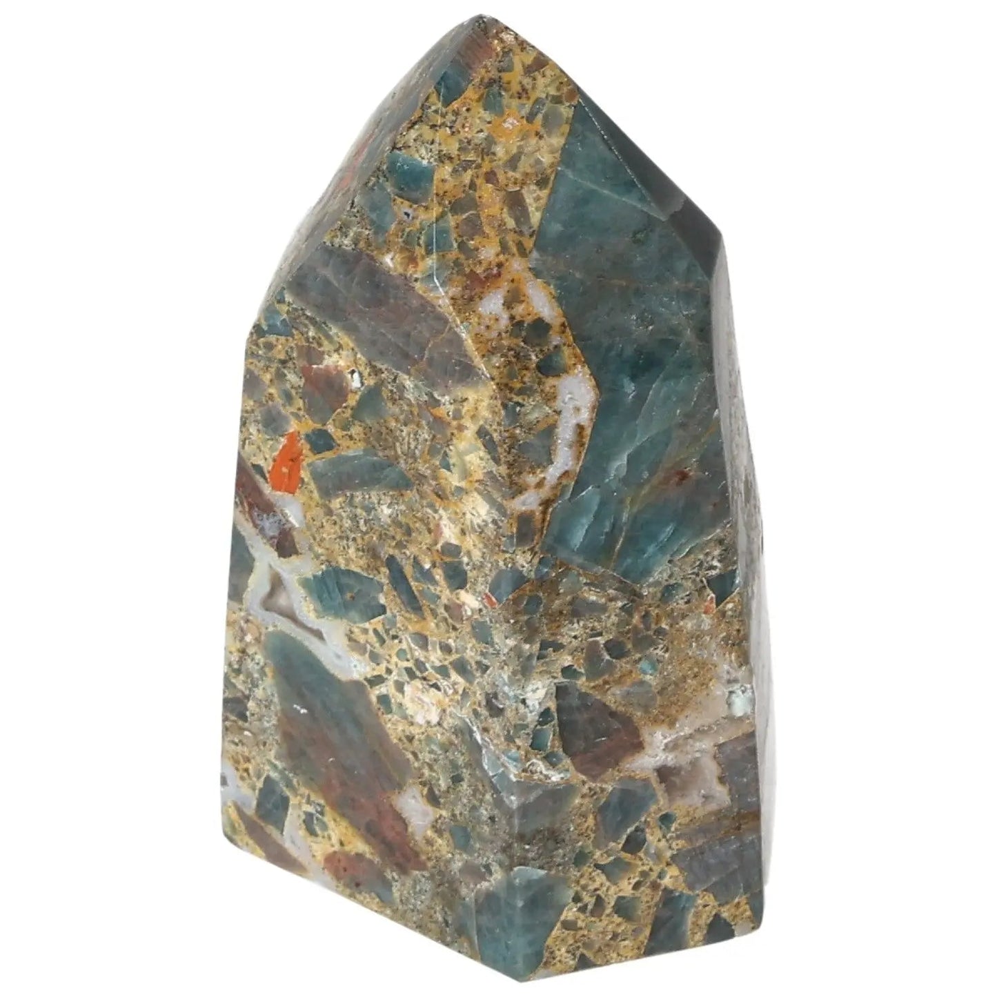 Vibrant Apatite Obelisk from Sylvia Crystals, perfect for enhancing clarity, focus, and spiritual enlightenment in any setting.