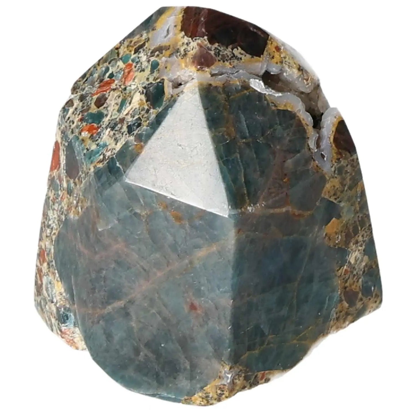 Apatite Obelisk from Sylvia Crystals, showcasing beautiful patterns and spiritual energy. Perfect for transformation and inner connection.