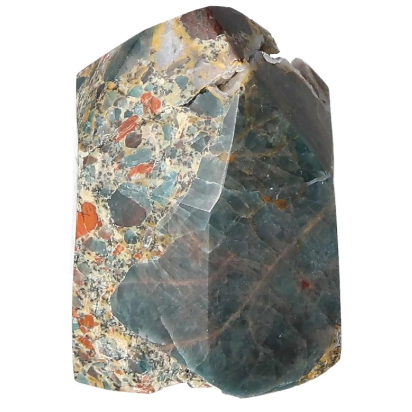 Apatite Obelisk by Sylvia Crystals, showcasing luxury and spiritual energy with a unique blend of colors and premium design.