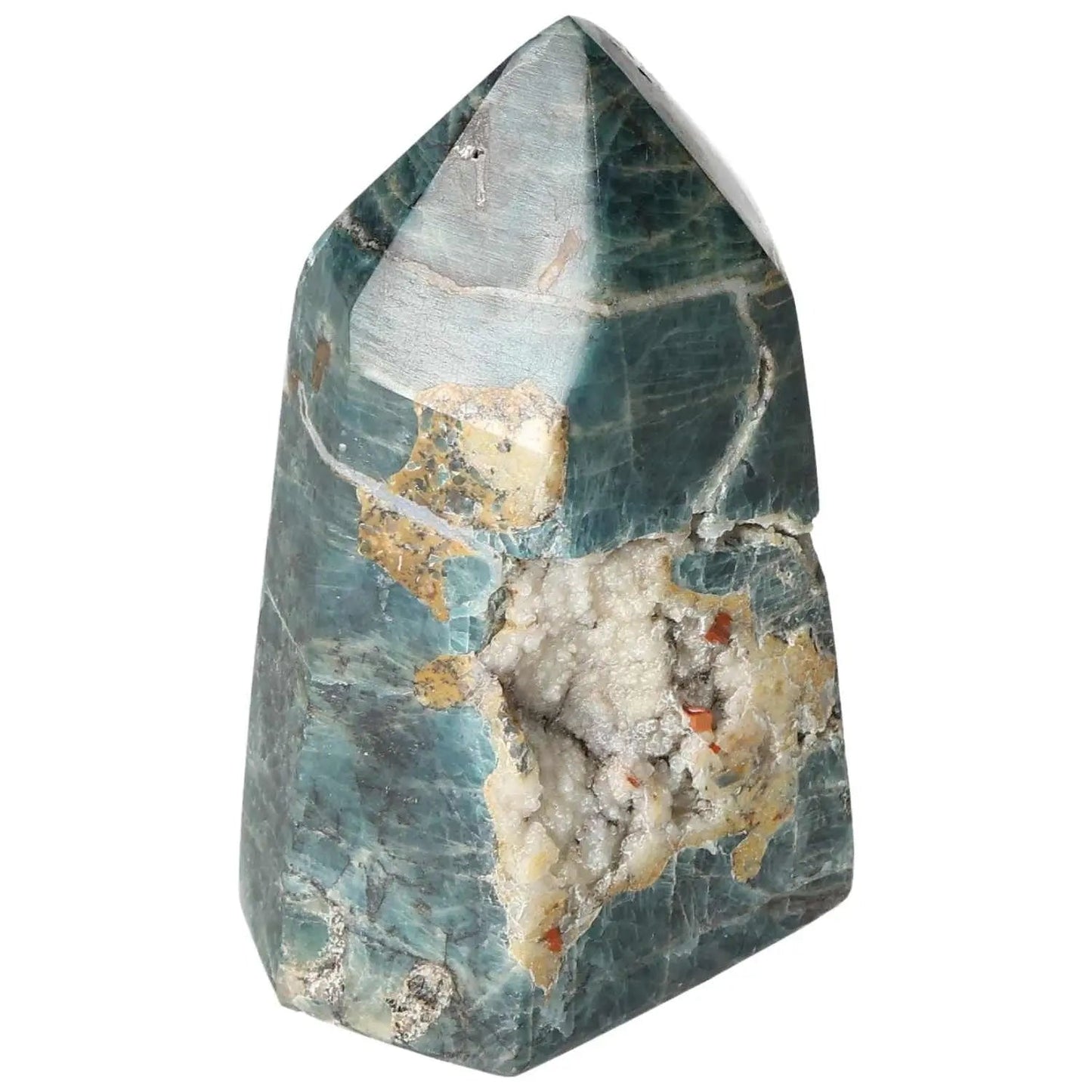 Apatite Obelisk from Sylvia Crystals, a premium decorative piece with vibrant hues and clarity, enhancing luxury and spirituality in spaces.
