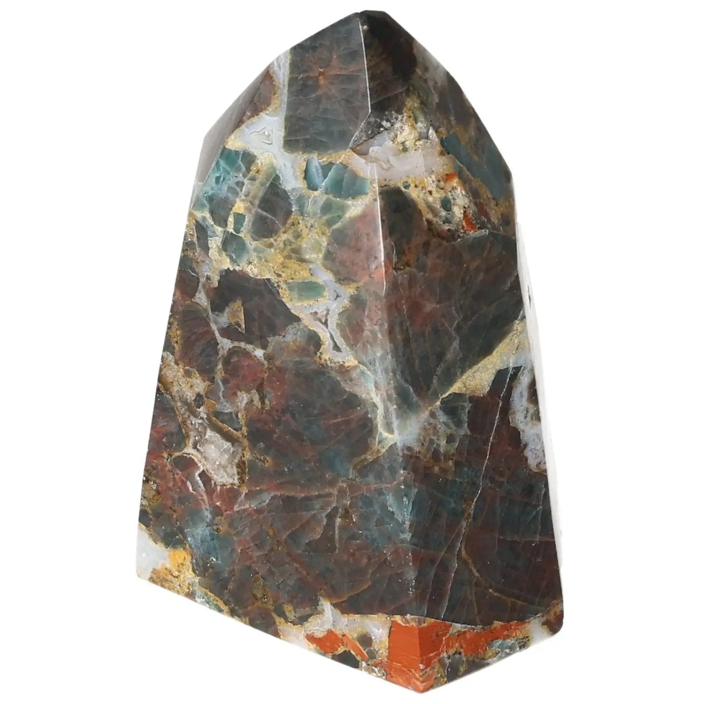 Apatite Obelisk from Sylvia Crystals, showcasing its transformative energy and captivating blue hues, ideal for meditation enhancement.