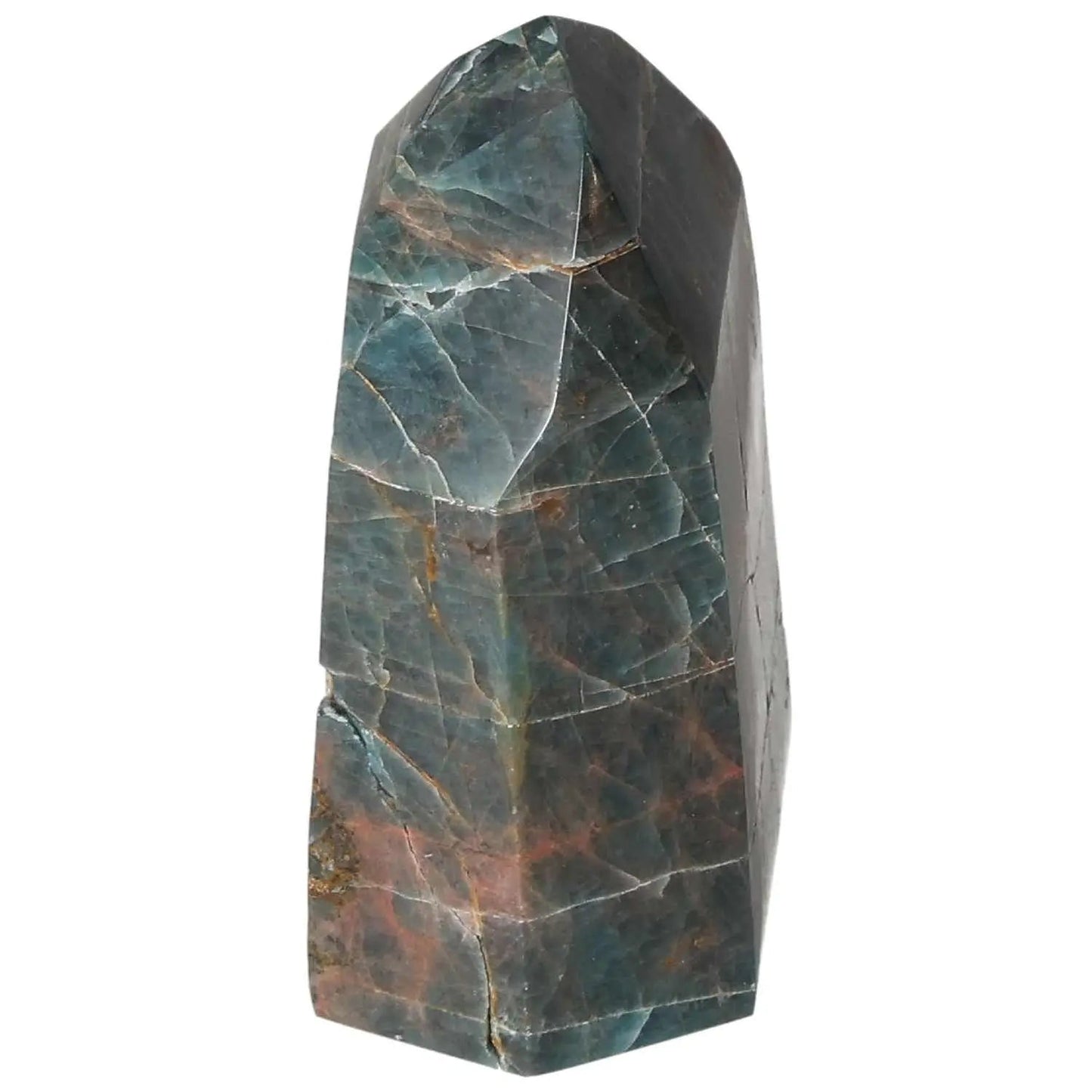 Handcrafted Apatite Obelisk with deep blue hues, showcasing natural beauty and elegance, exclusive to Sylvia Crystals.