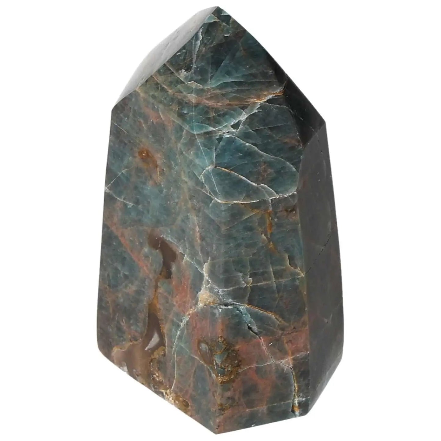 Premium Apatite Obelisk with deep blue hues from Sylvia Crystals, showcasing exceptional quality and spiritual elegance.