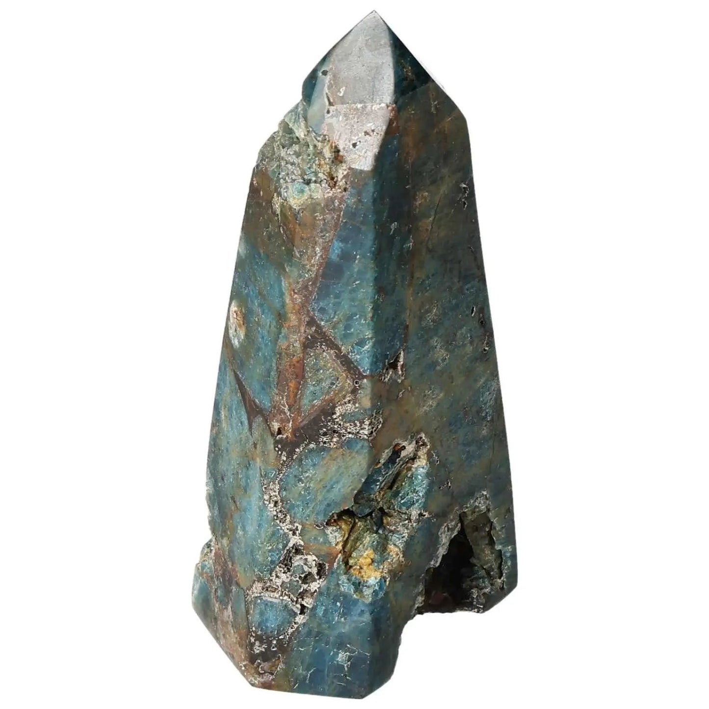 Apatite Obelisk from Sylvia Crystals, showcasing elegance and spiritual depth with natural beauty and artistic craftsmanship.