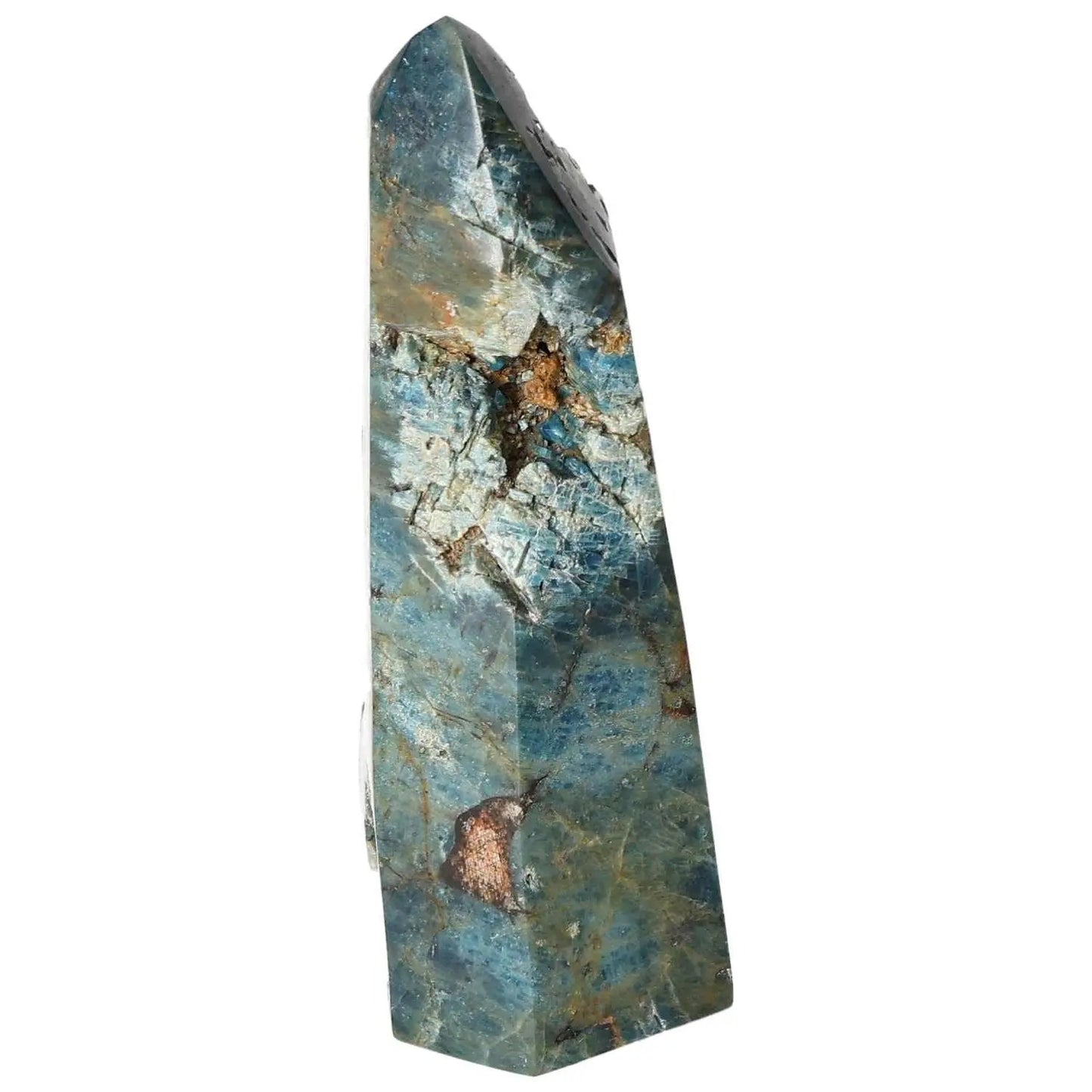 Apatite Obelisk by Sylvia Crystals showcasing natural elegance and spiritual depth, highlighting luxury craftsmanship.