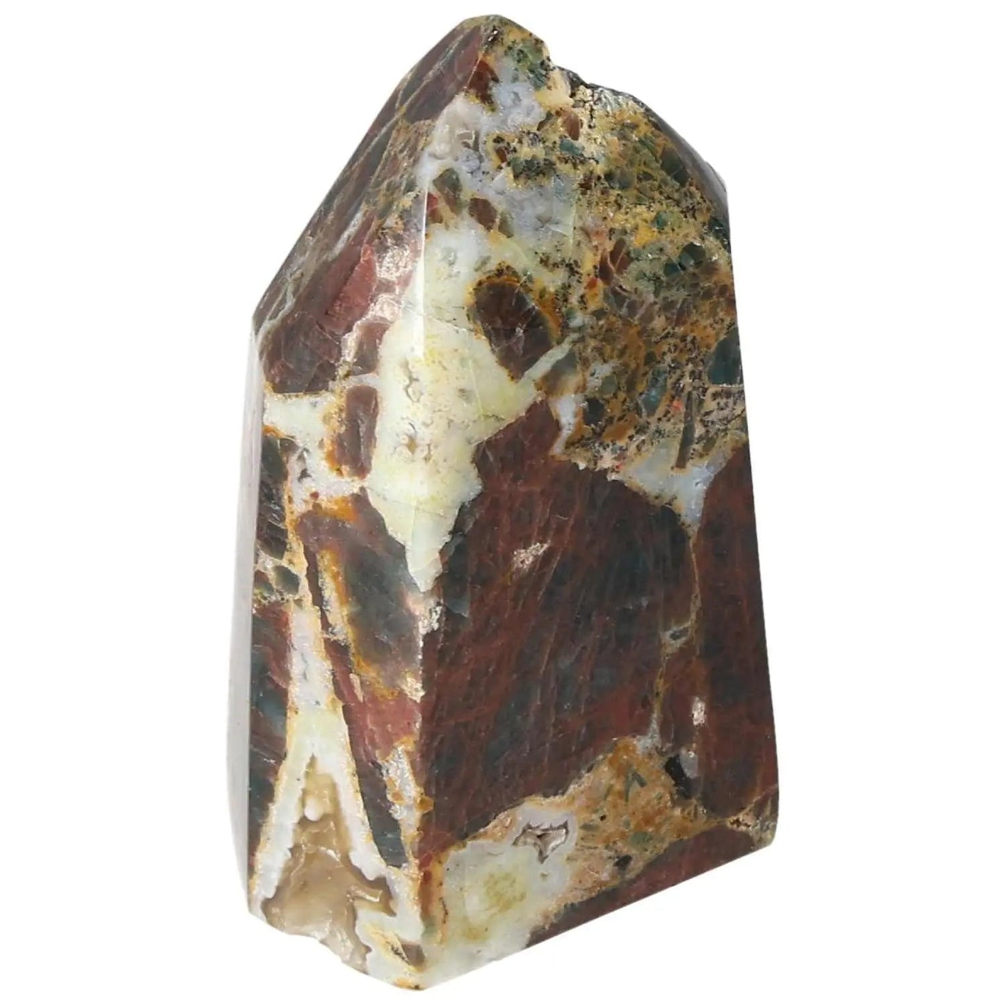 Premium Apatite Obelisk from Sylvia Crystals, showcasing distinct geometry and vibrant colors, perfect for spiritual elegance.