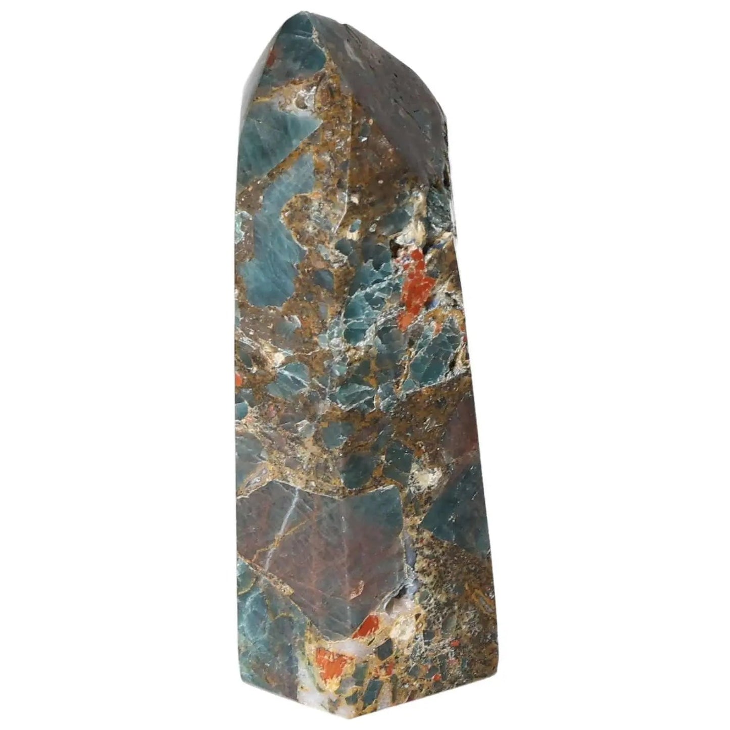 Apatite Obelisk by Sylvia Crystals, embodying luxury and harmony with its rich colors and polished finish, enhancing any space.