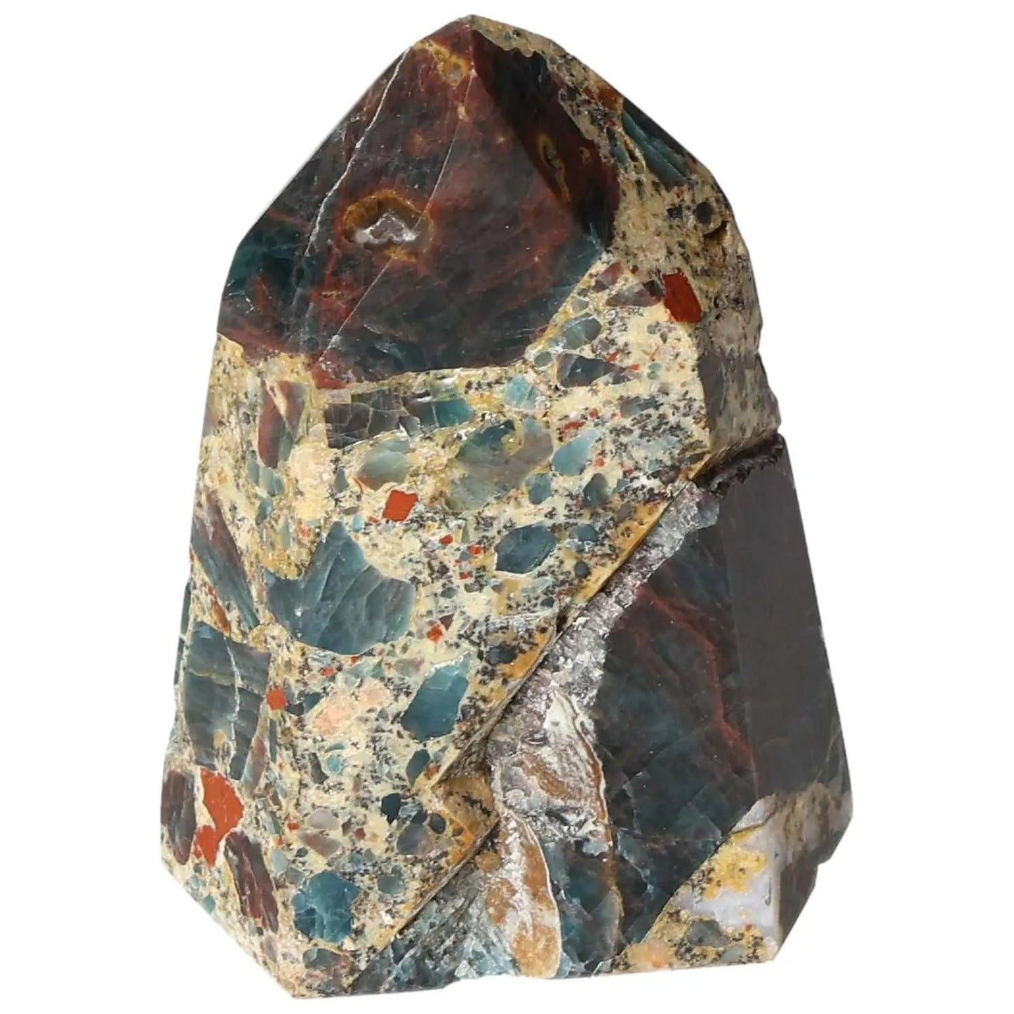 Apatite Obelisk from Sylvia Crystals with stunning blue hues, known for clarity and inspiration, perfect blend of luxury and spirituality.