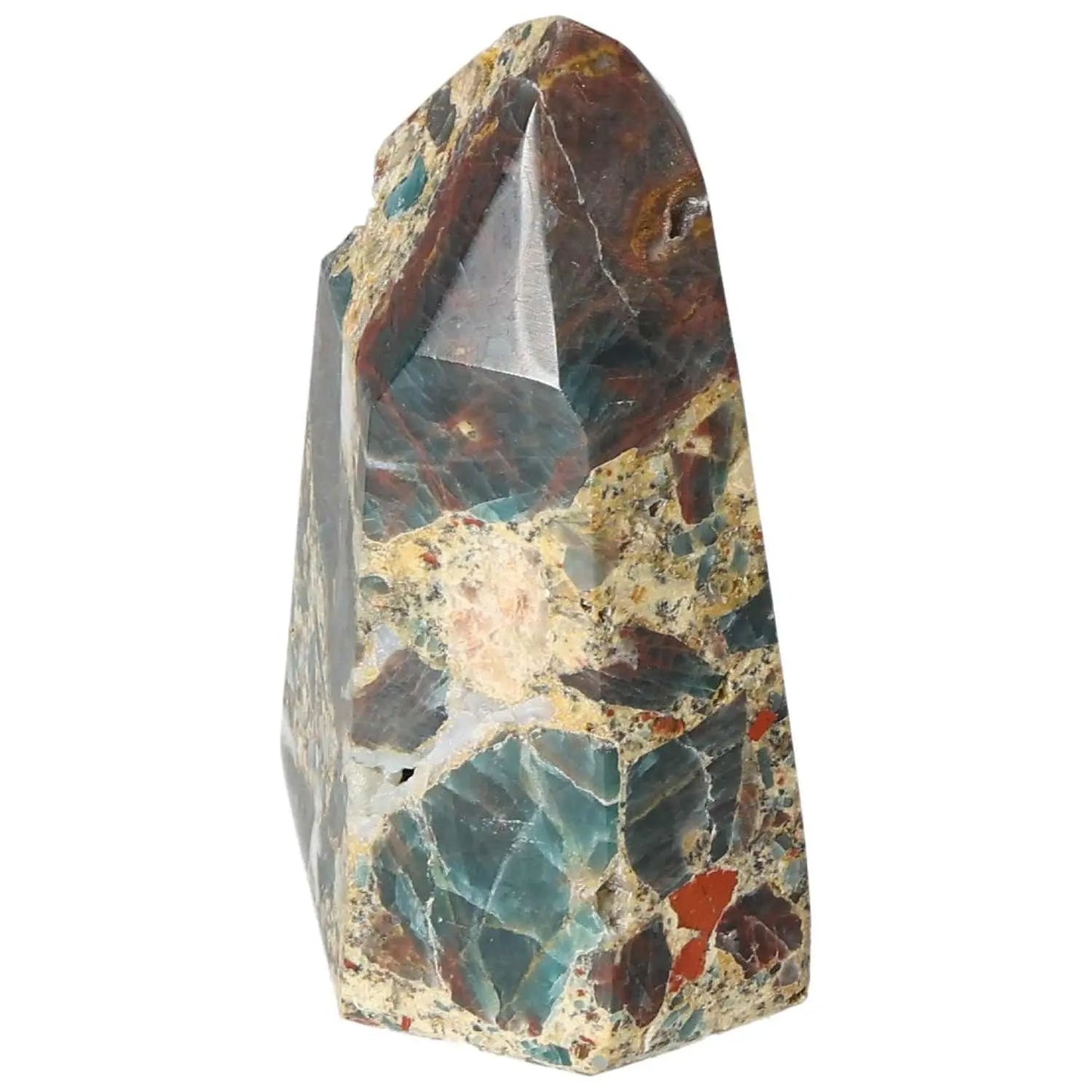 Apatite Obelisk crystal with blue hues, offering transformative spiritual energy and clarity, from Sylvia Crystals' premium collection.