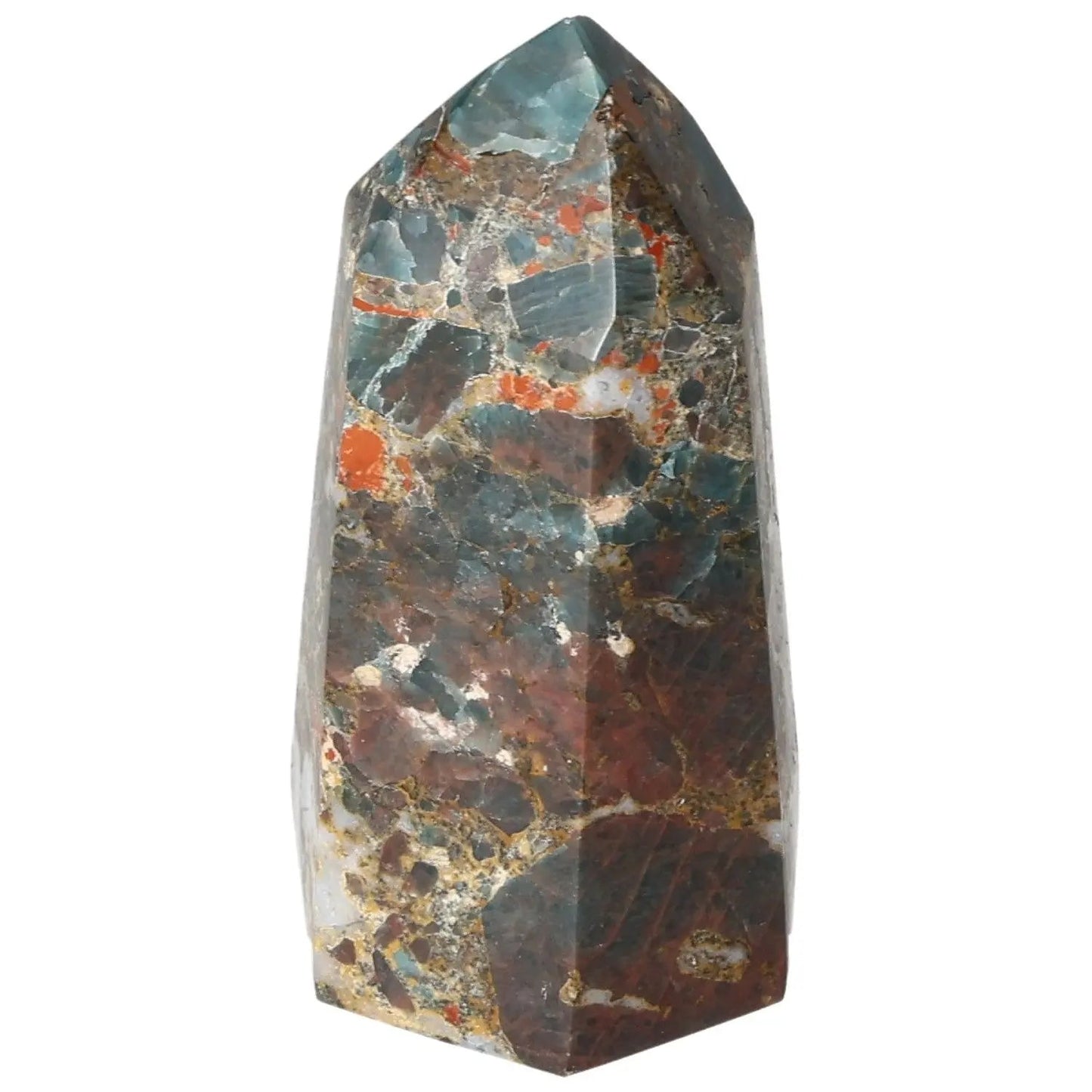 Apatite Obelisk from Sylvia Crystals, showcasing luxurious design and vibrant colors, symbolizing artistic excellence and spiritual elegance.