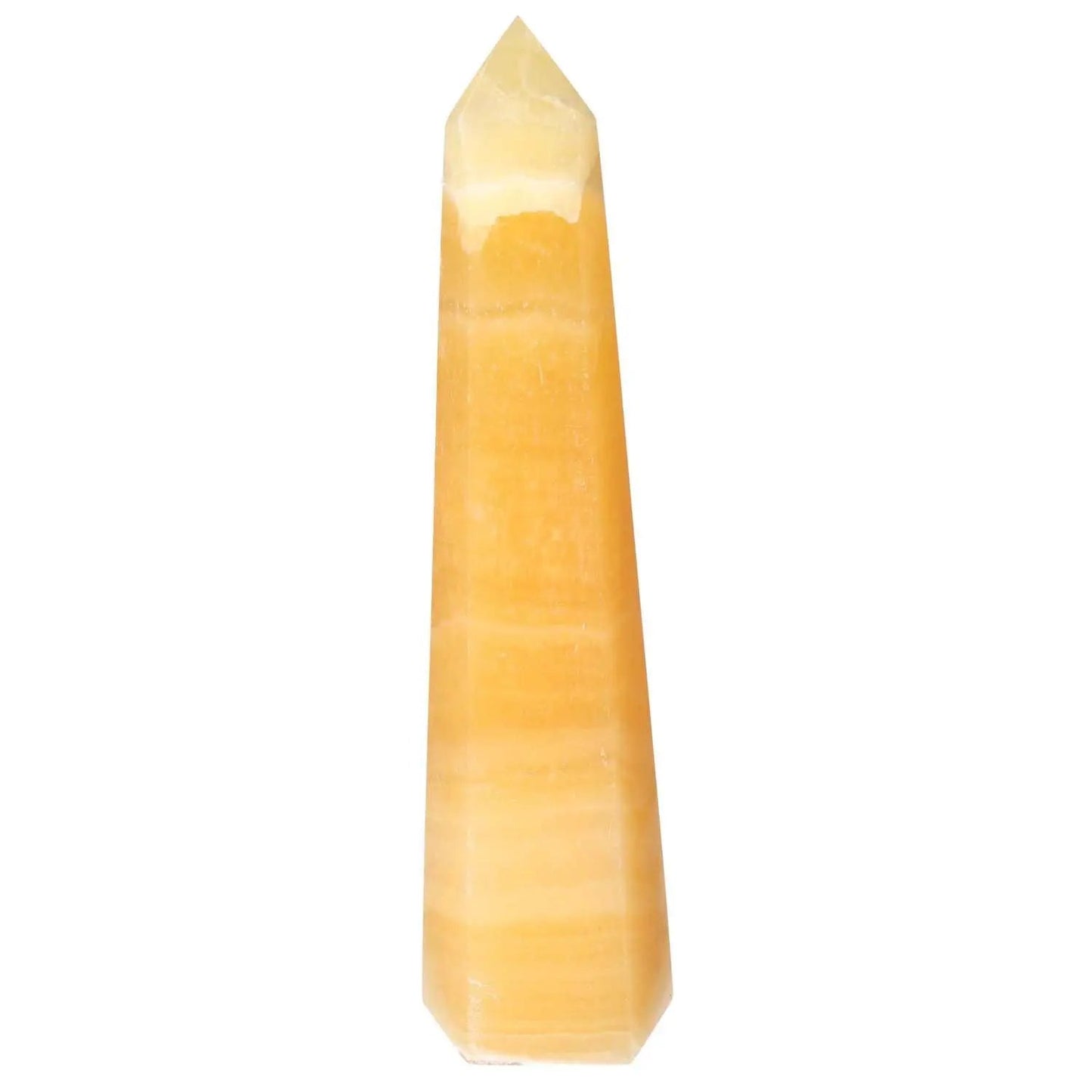 Mexican Calcite Obelisk by Sylvia Crystals, a premium piece symbolizing spiritual energy, confidence, and transformation.
