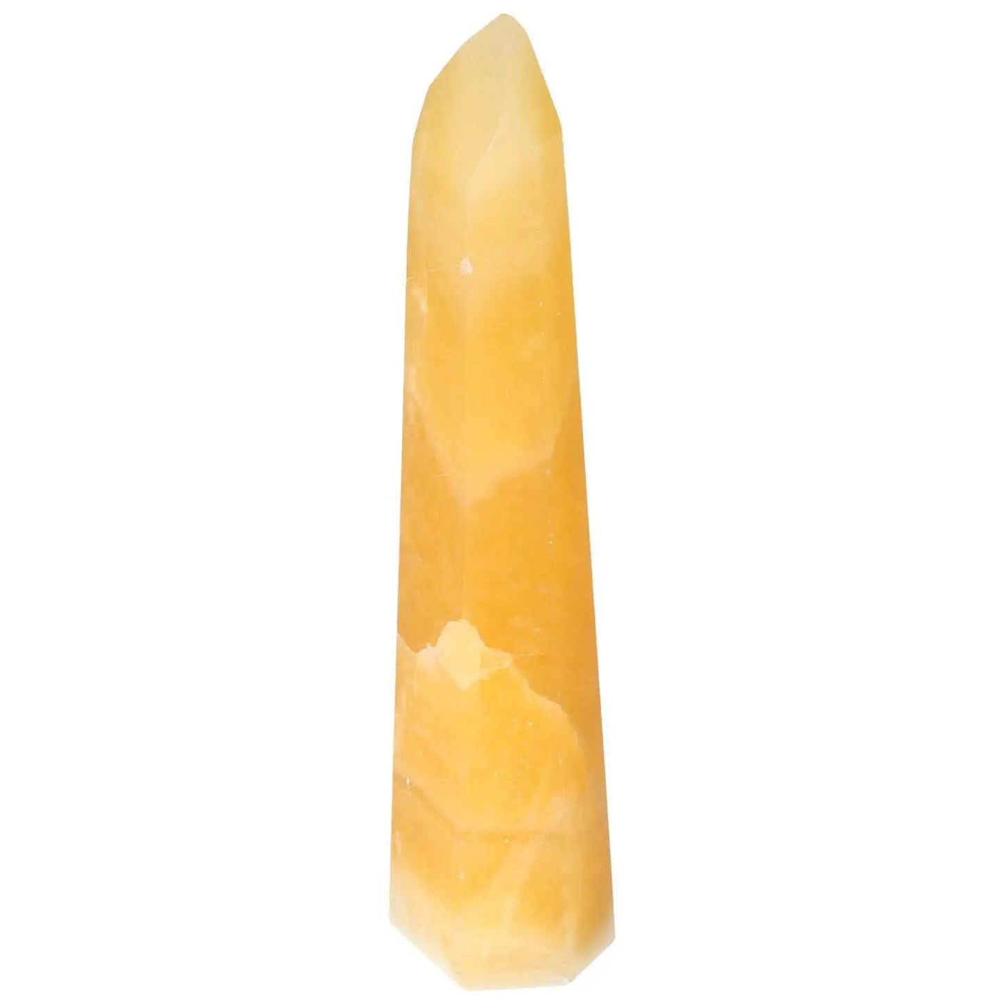 Mexican Calcite Obelisk crystal by Sylvia Crystals, symbolizing transformation and growth, ideal for boosting self-confidence.