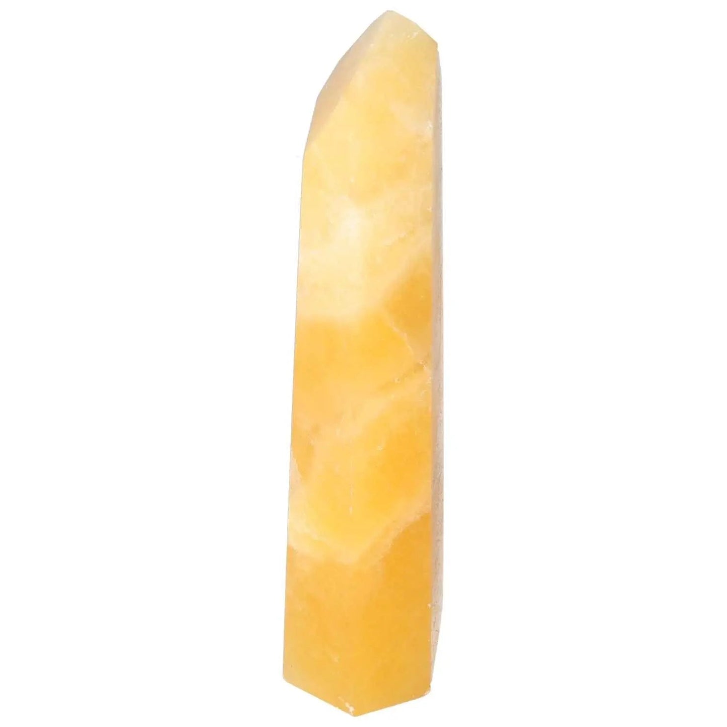 Mexican Calcite Obelisk by Sylvia Crystals, showcasing premium calcite with transformative spiritual energy for personal growth.