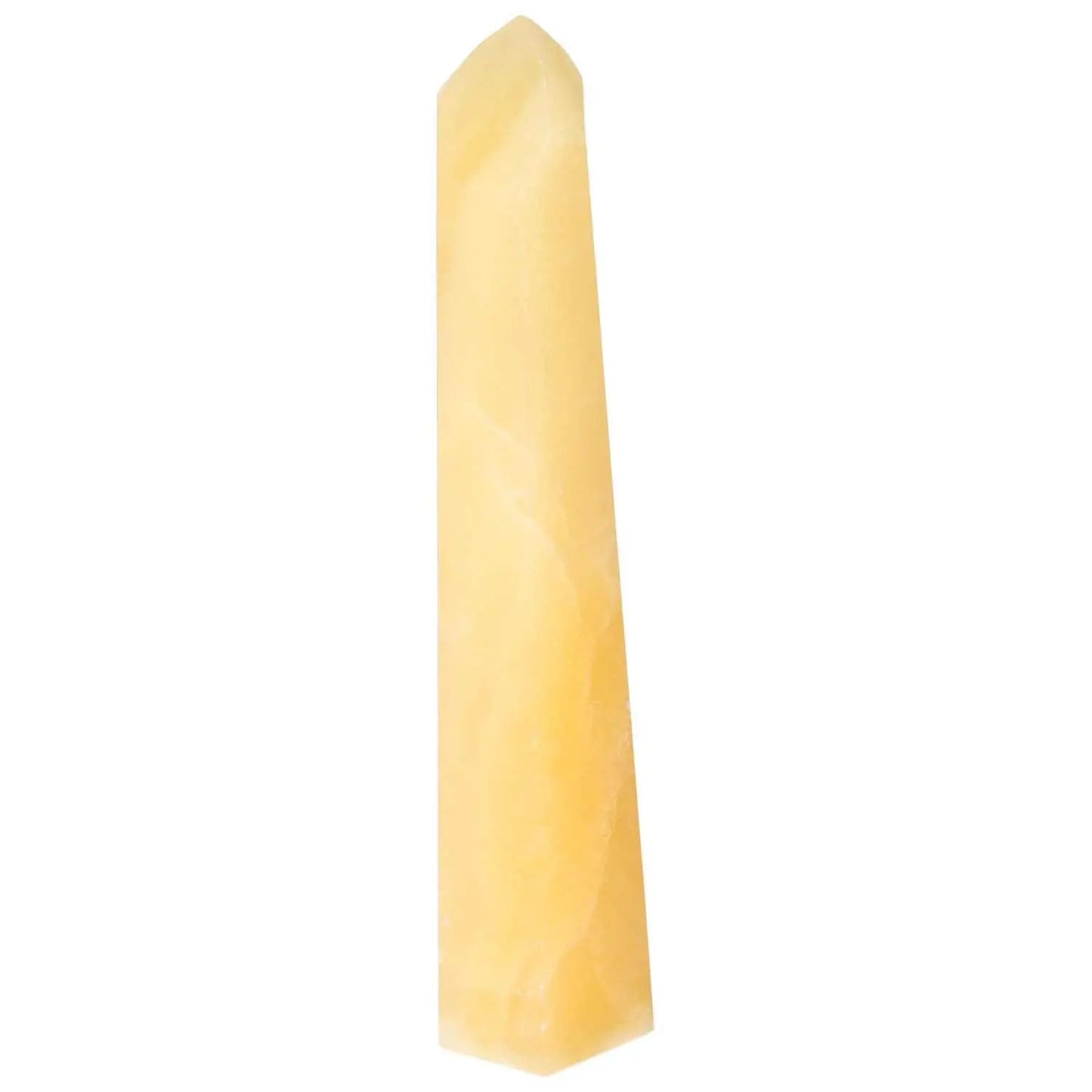 Mexican Calcite Obelisk from Sylvia Crystals, showcasing premium quality and timeless elegance, boosts self-confidence and motivation.