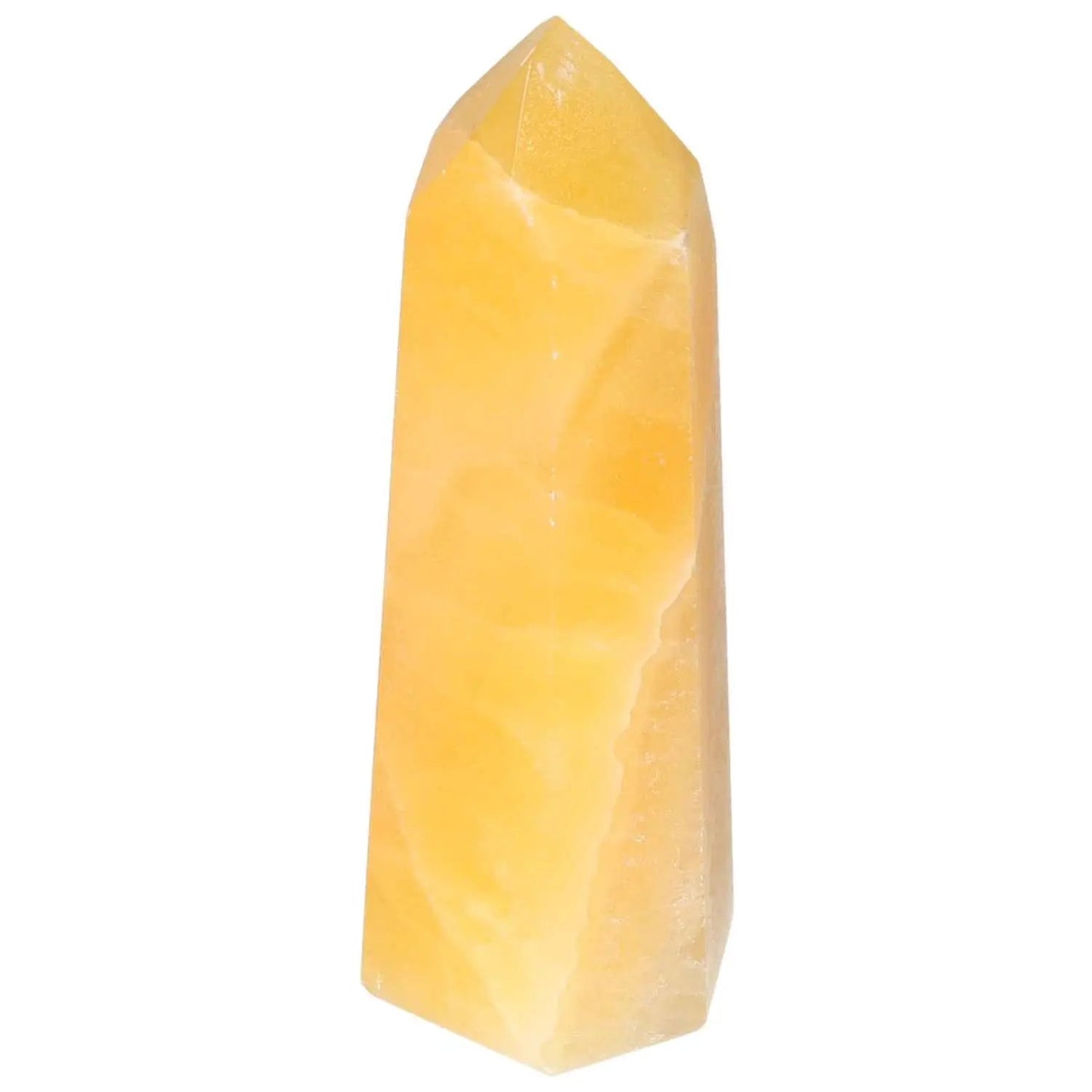 Mexican Calcite Obelisk from Sylvia Crystals, enhancing self-confidence and motivation, premium spiritual and decorative piece.