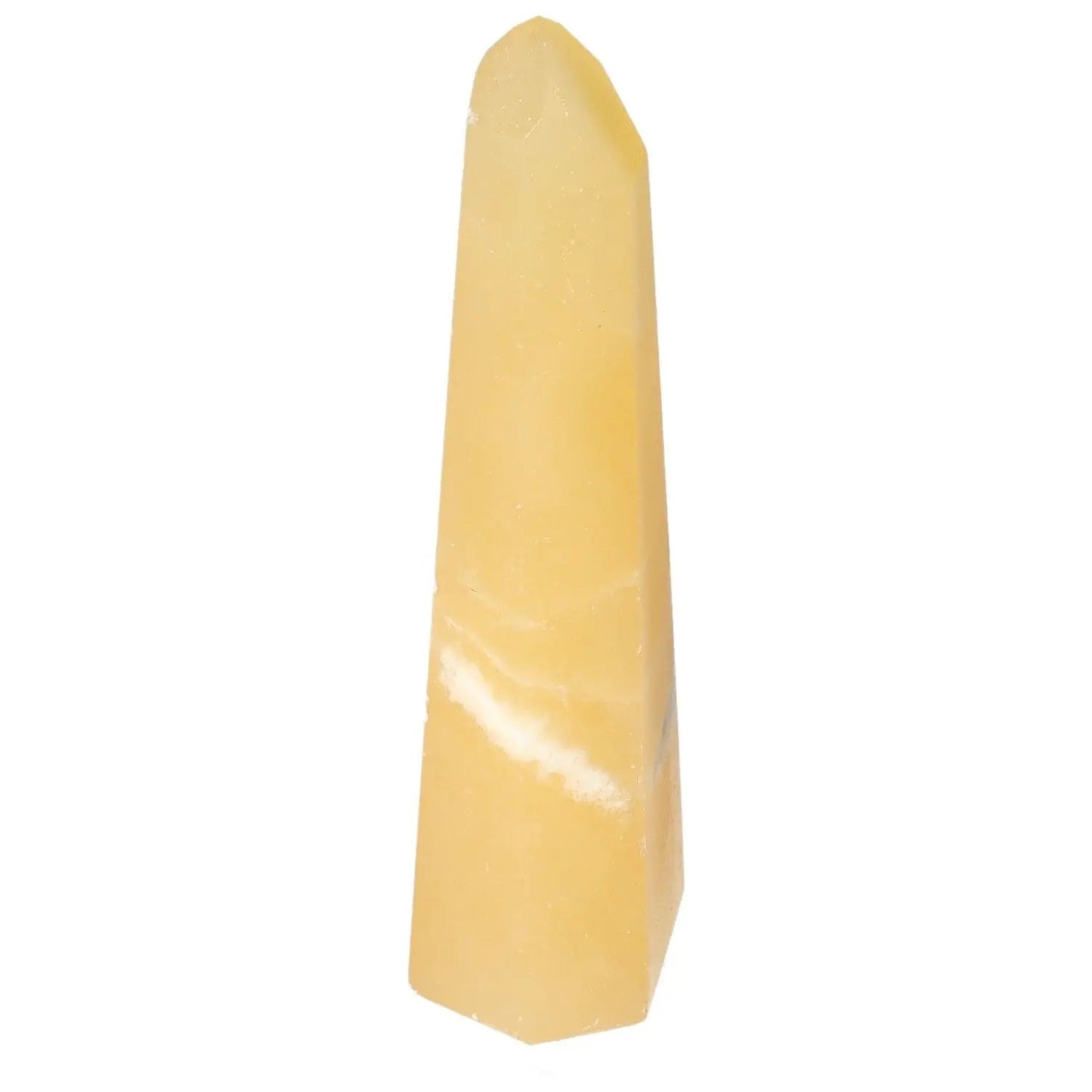 Mexican Calcite Obelisk from Sylvia Crystals, symbolizing luxury and quality, perfect for enhancing aesthetics and conscious living.
