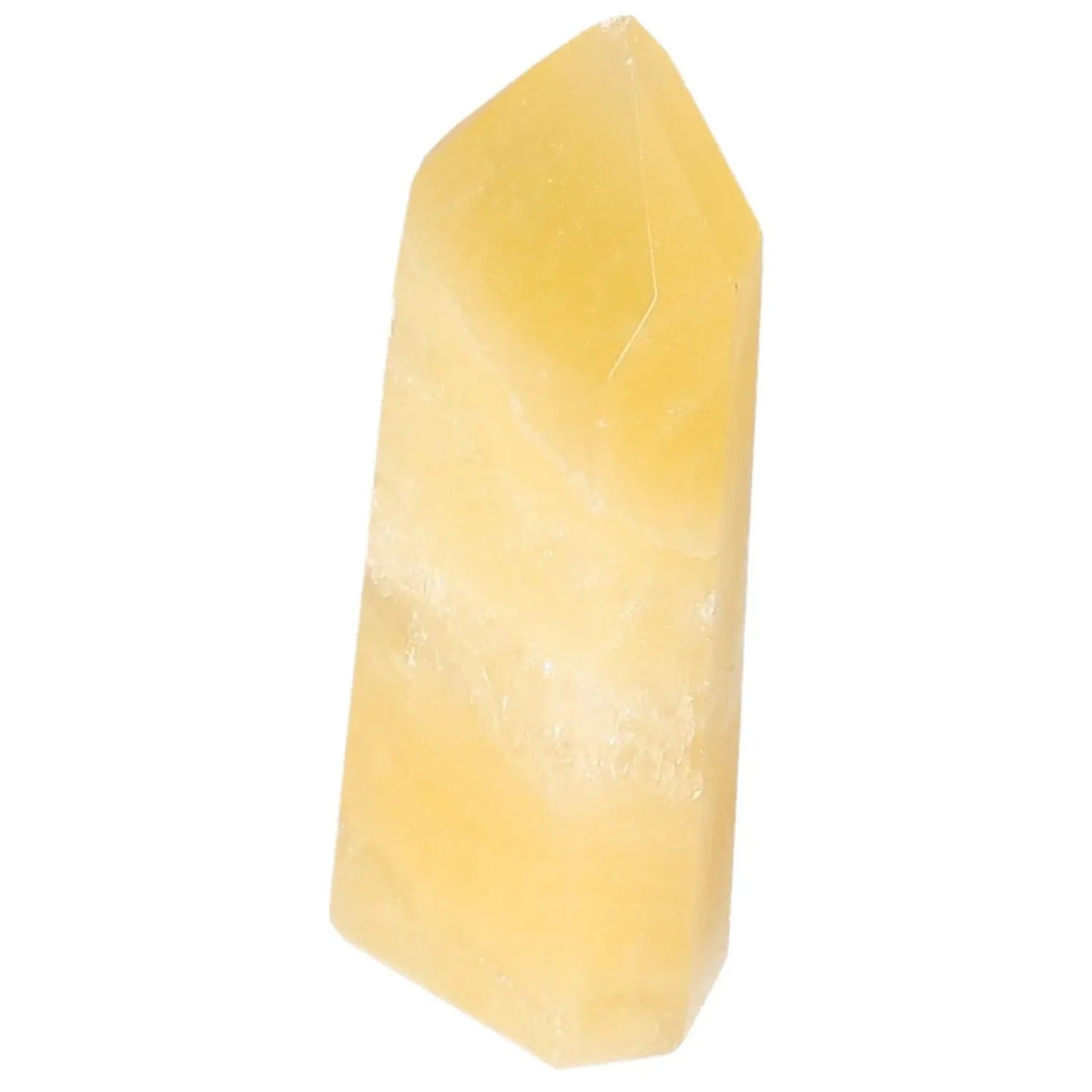 Mexican Calcite Obelisk - Handpicked gemstone from Sylvia Crystals, promoting positivity and success. Premium spiritual accessory.