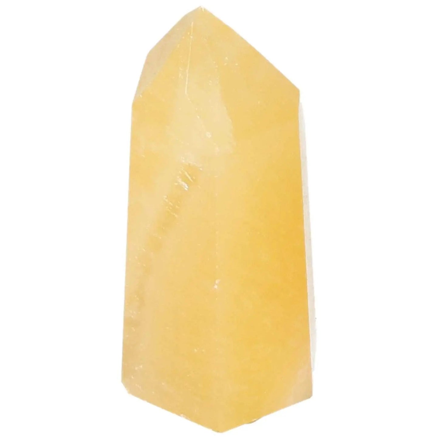 Yellow Mexican Calcite Obelisk crystal for personal growth and spiritual transformation, handpicked by Sylvia Crystals.