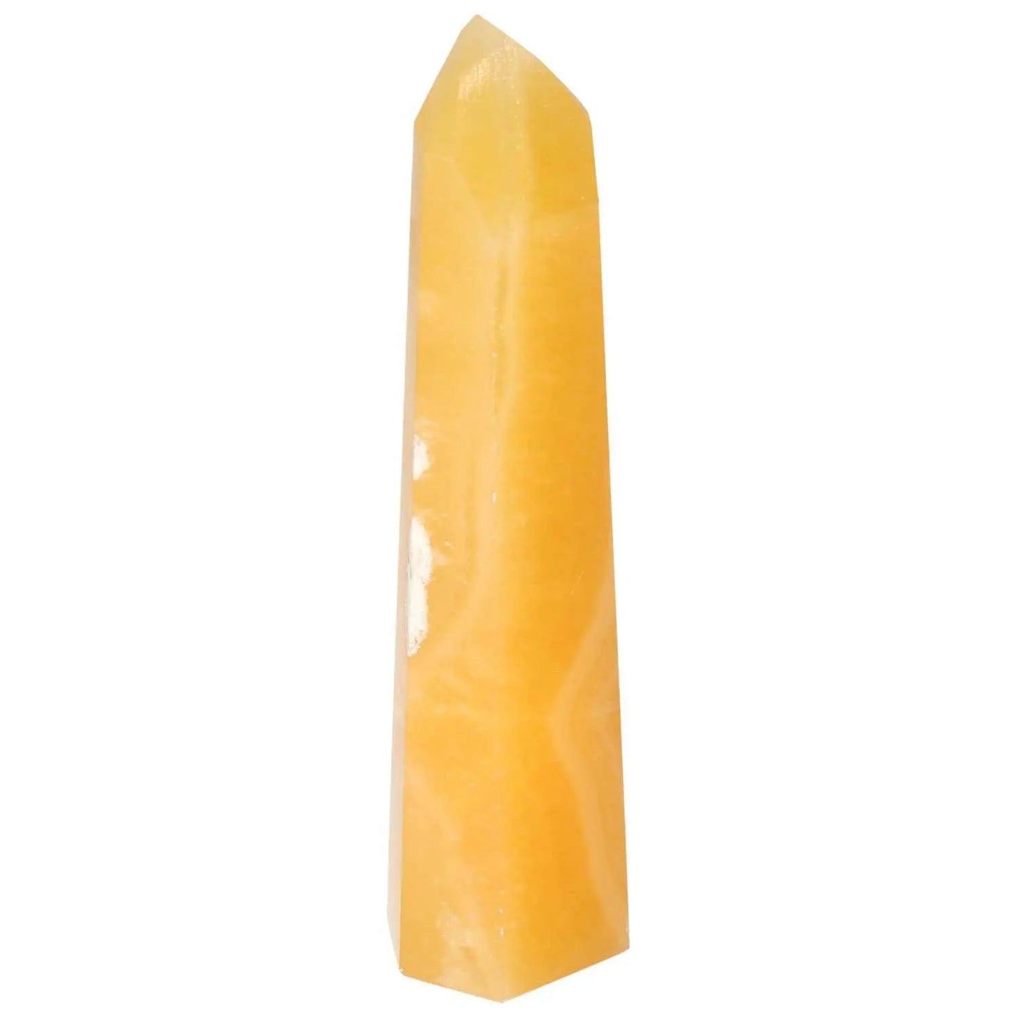 Mexican Calcite Obelisk from Sylvia Crystals, enhancing self-confidence and goal achievement with premium craftsmanship.