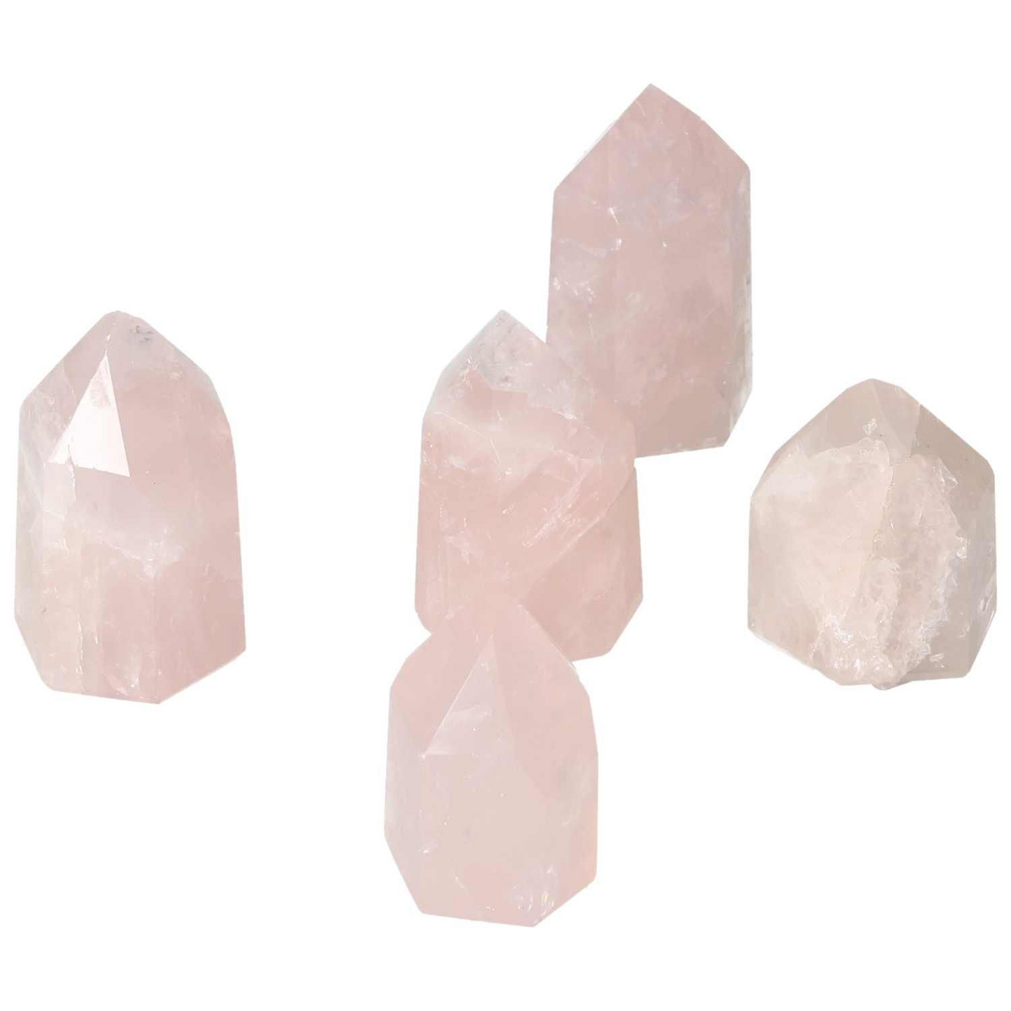 Polished Rose Quartz Obelisk S from Sylvia Crystals, known for emotional healing and enhancing love, featuring premium pink quartz.