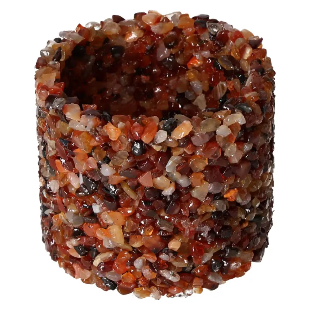 Decorative Cornelian M candle holder by Sylvia Crystals, showcasing vibrant Carnelian stones for luxury and spiritual elegance in home decor.