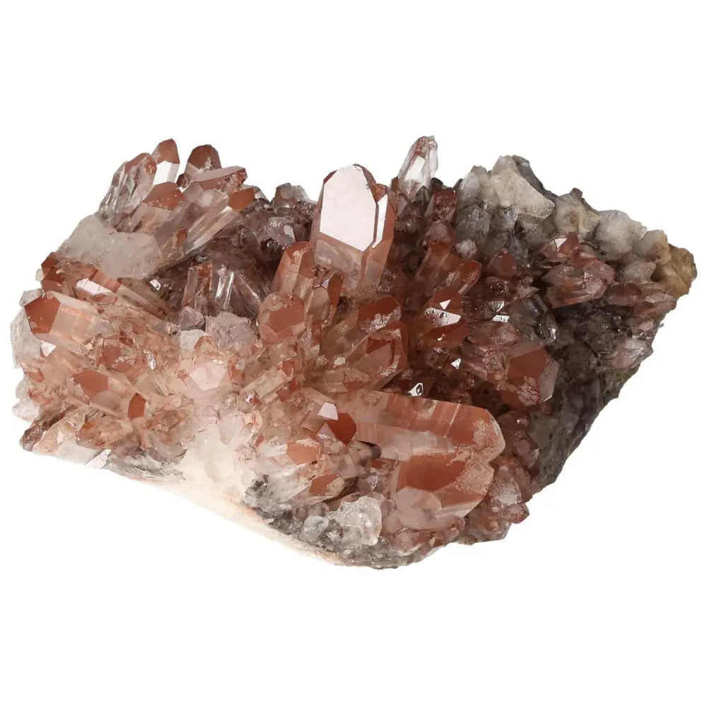 Quartz cluster with lithium crystal from Sylvia Crystals, showcasing handpicked quality and soothing properties.