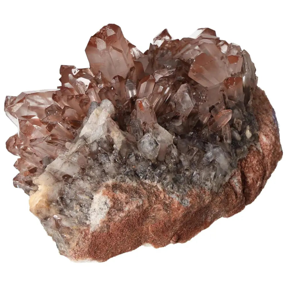 Quartz cluster with lithium, featuring roughly shaped crystals, from Sylvia Crystals, known for its soothing and energetic benefits.