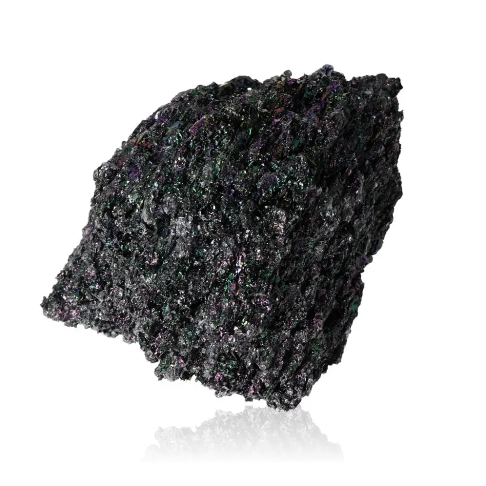 Carborundite Silicon Carbide crystal with shimmering surface, known for enhancing mental clarity and providing spiritual protection.