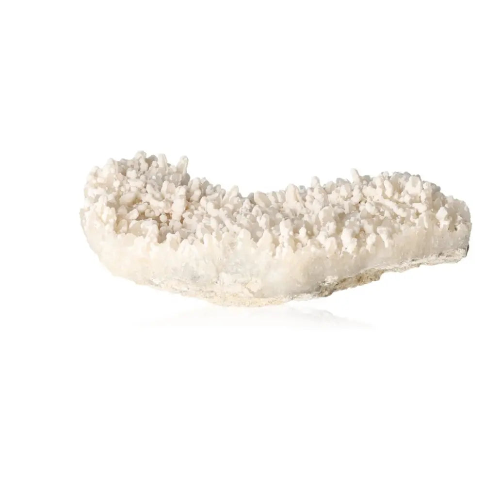 White calcite crystal formation for energy amplification and spiritual growth; perfect for emotional balance and mental clarity.