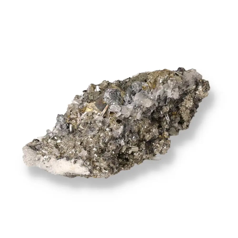 Chalcopyrite crystal showcasing its shimmering gold and iridescent hues for spiritual and emotional healing benefits.