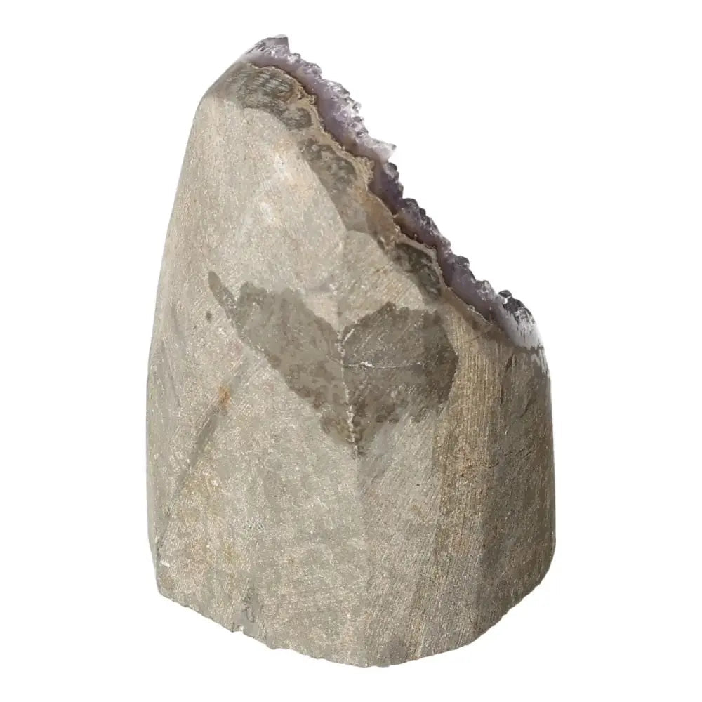 Amethyst cut base geode from Sylvia Crystals, showcasing raw elegance and spiritual harmony, ideal for stress relief and energy enhancement.