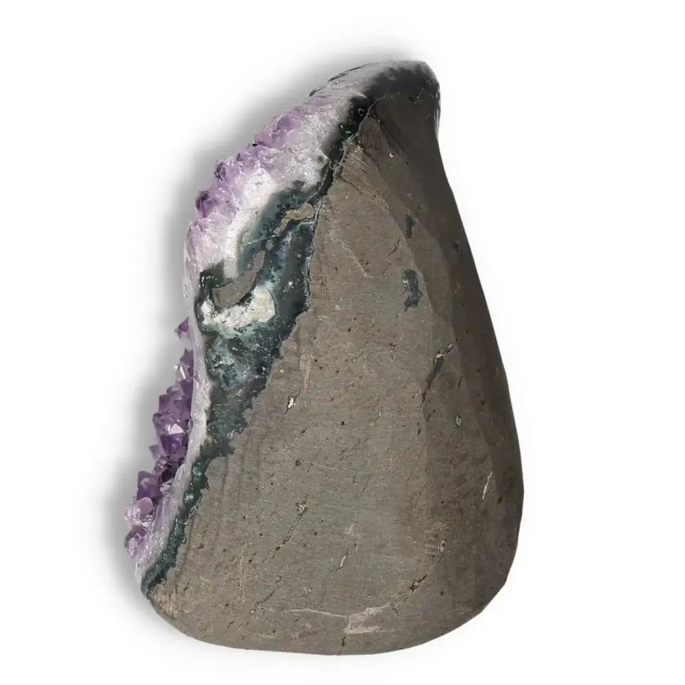 Amethyst Cut Base Geode from Sylvia Crystals, showcasing a stunning violet hue, enhancing aesthetics and spiritual well-being.