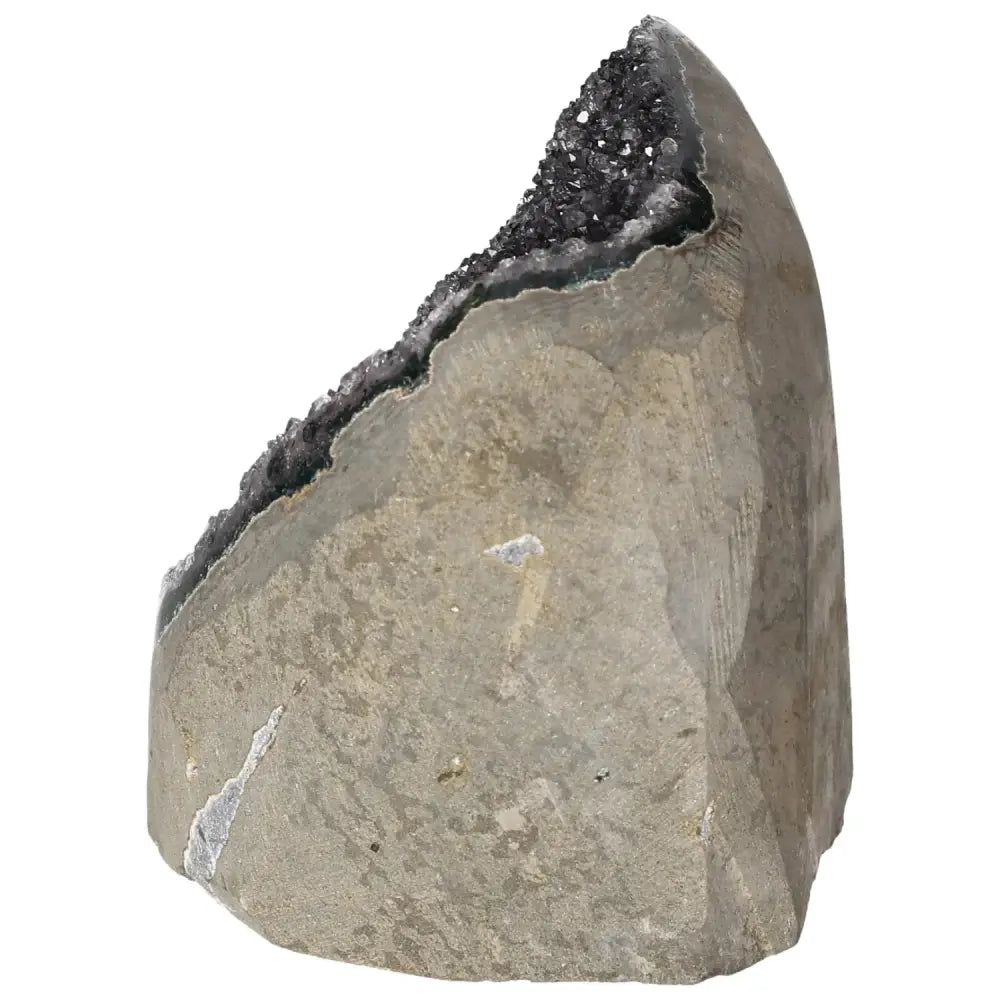 Amethyst Cut Base Geode by Sylvia Crystals, promotes tranquility and reduces stress in any environment.