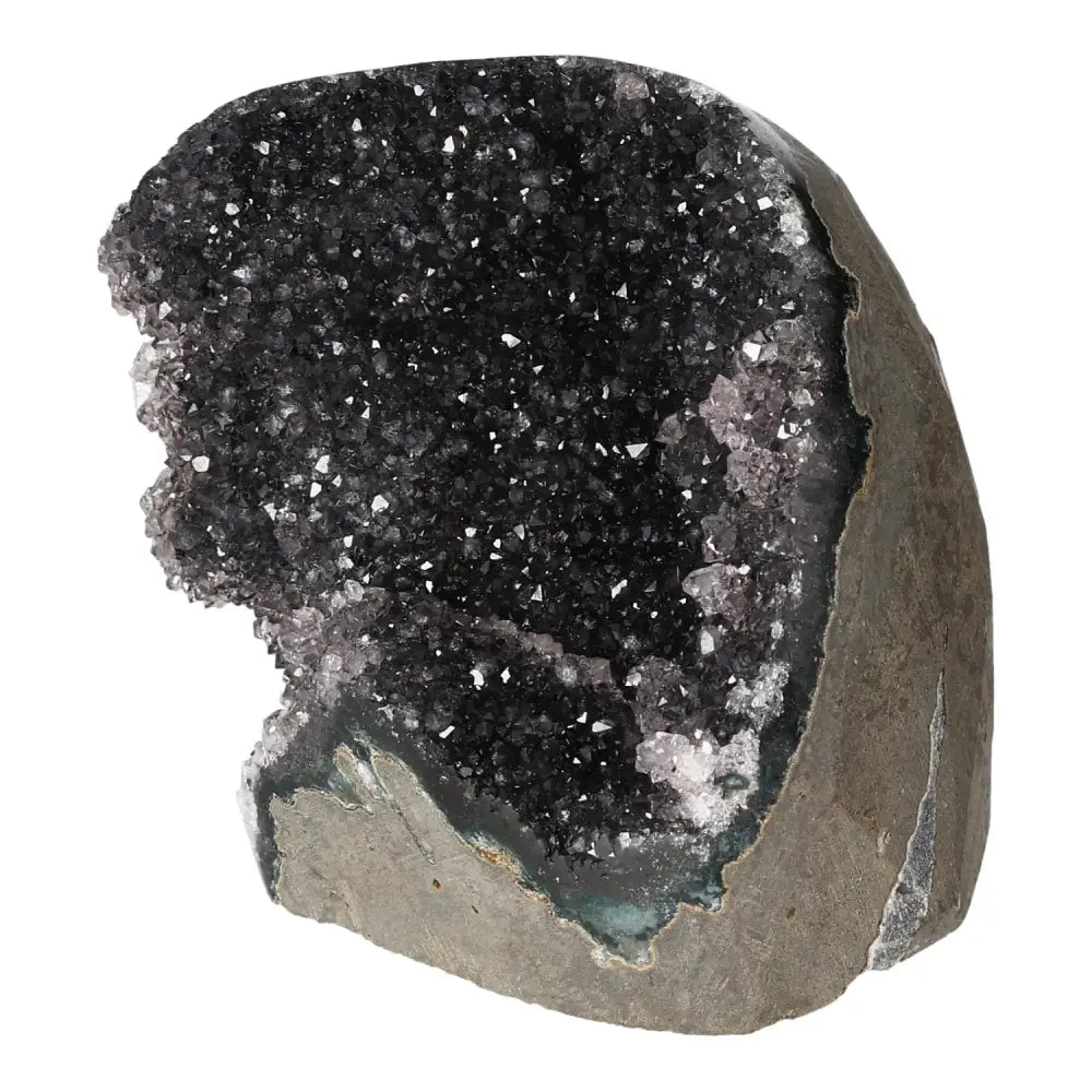 Amethyst Cut Base Geode by Sylvia Crystals; luxury home decor crystal known for stress reduction and tranquility enhancement.