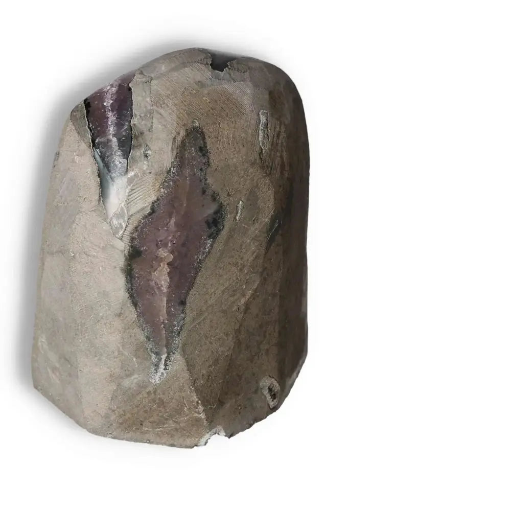 Amethyst Cut Base Geode by Sylvia Crystals, showcasing deep purple hues and natural elegance for conscious living.