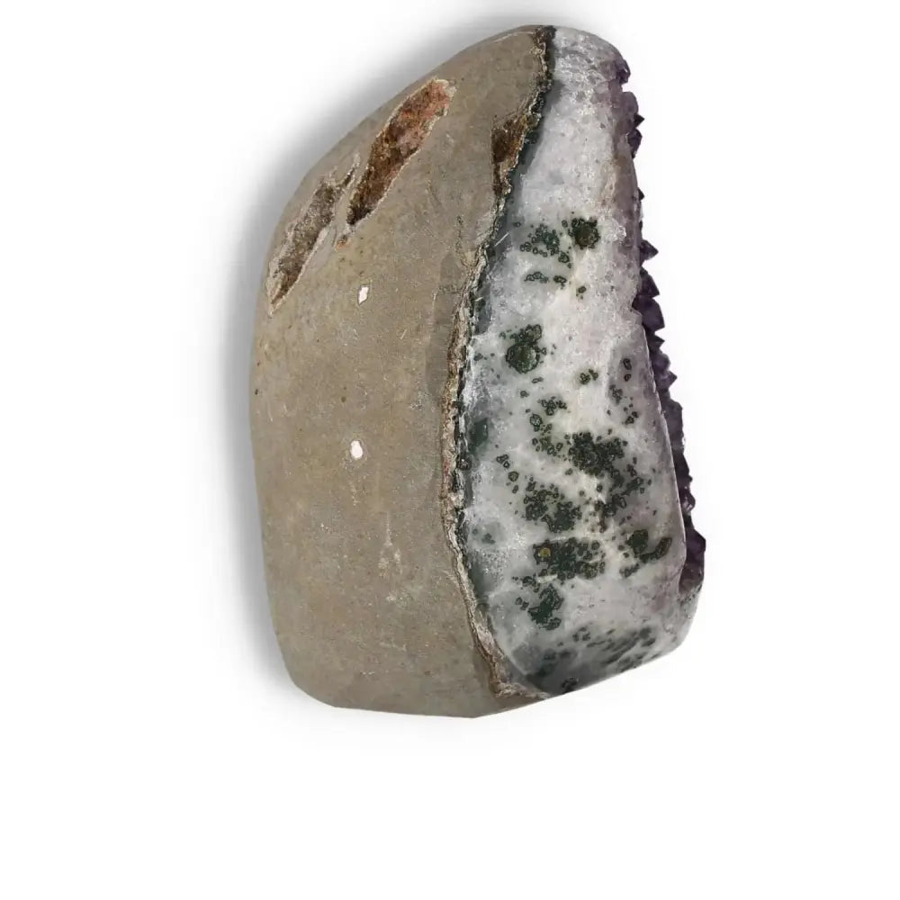 Amethyst Cut Base Geode from Sylvia Crystals, showcasing luxury and natural beauty for stress reduction and energy boosting.