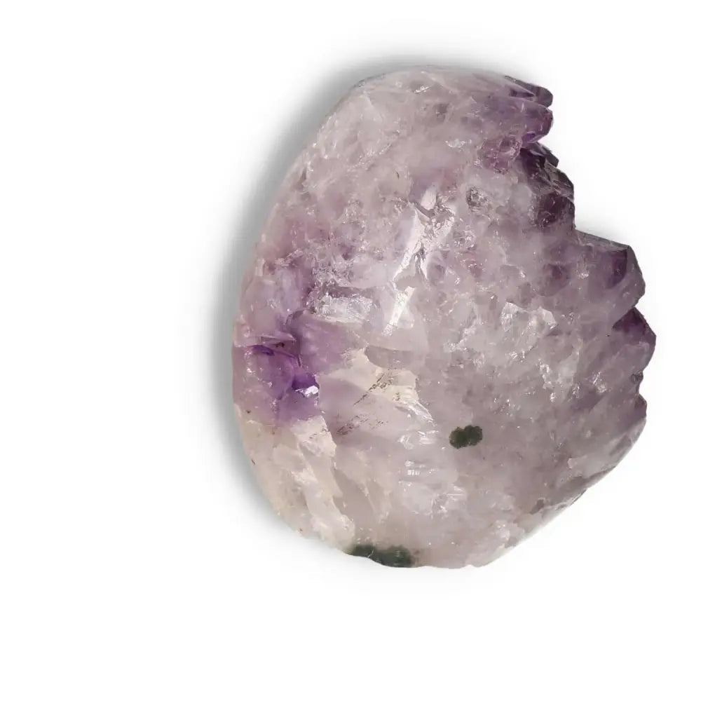Amethyst Cut Base Geode showcasing vibrant purple hues and crystal formations; a luxury piece from Sylvia Crystals for stress reduction.