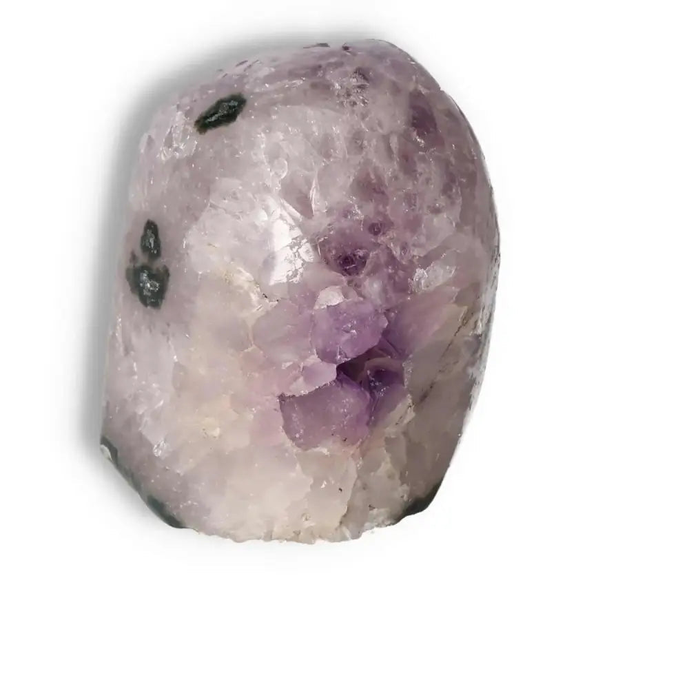 Amethyst Cut Base Geode with vibrant purple hues from Sylvia Crystals, known for reducing stress and enhancing energy.