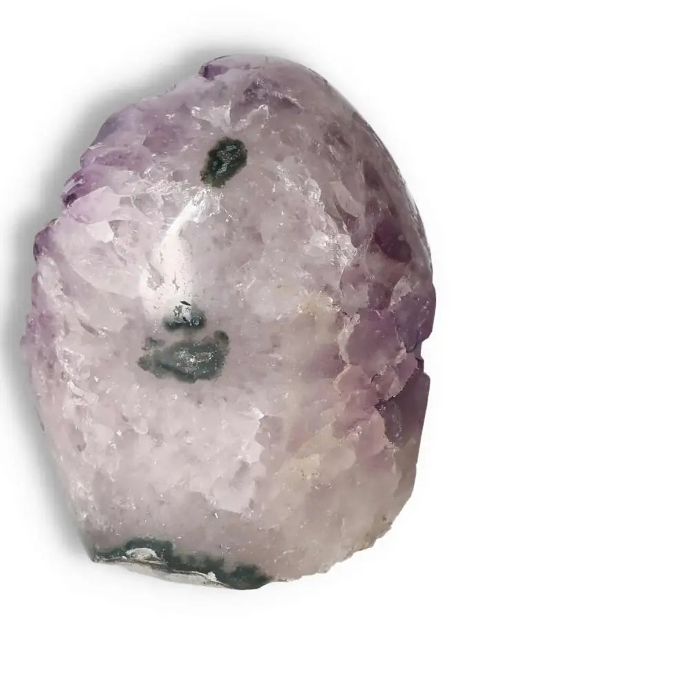 Amethyst Cut Base Geode with vibrant purple hues, handpicked by Sylvia Crystals for stress reduction and energy enhancement.