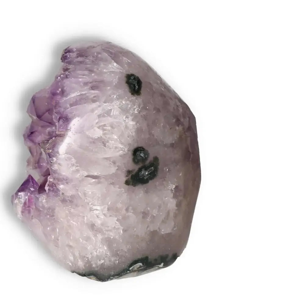 Premium Amethyst Cut Base Geode with vibrant purple hues, enhancing energy and reducing stress, from Sylvia Crystals.
