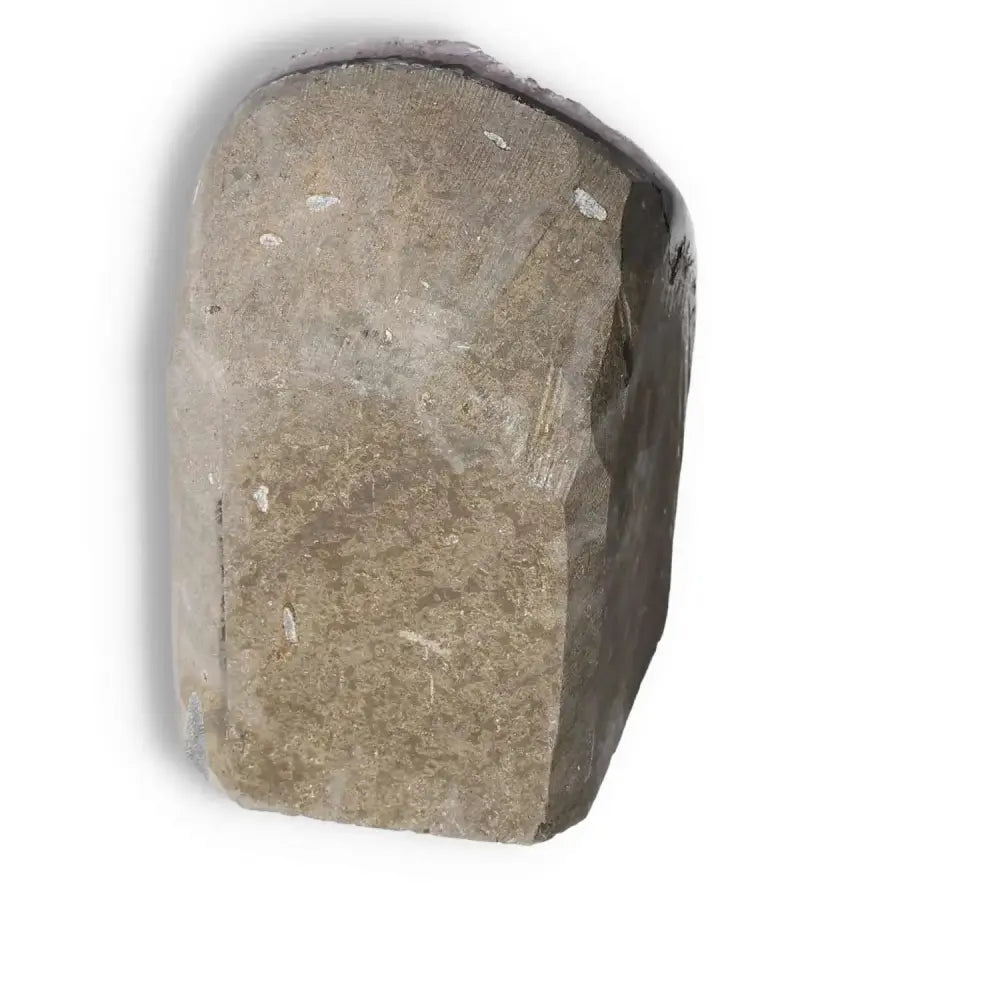 Natural stone specimen, showcasing a rough cut base geode, ideal for unique home decor and spiritual ambiance.