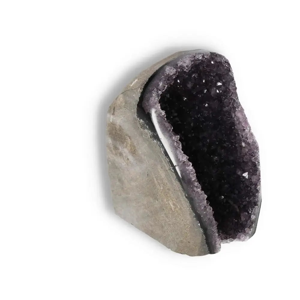 Stunning Amethyst Cut Base Geode, Sylvia Crystals, luxury decor enhancing serenity and elegance in living spaces.