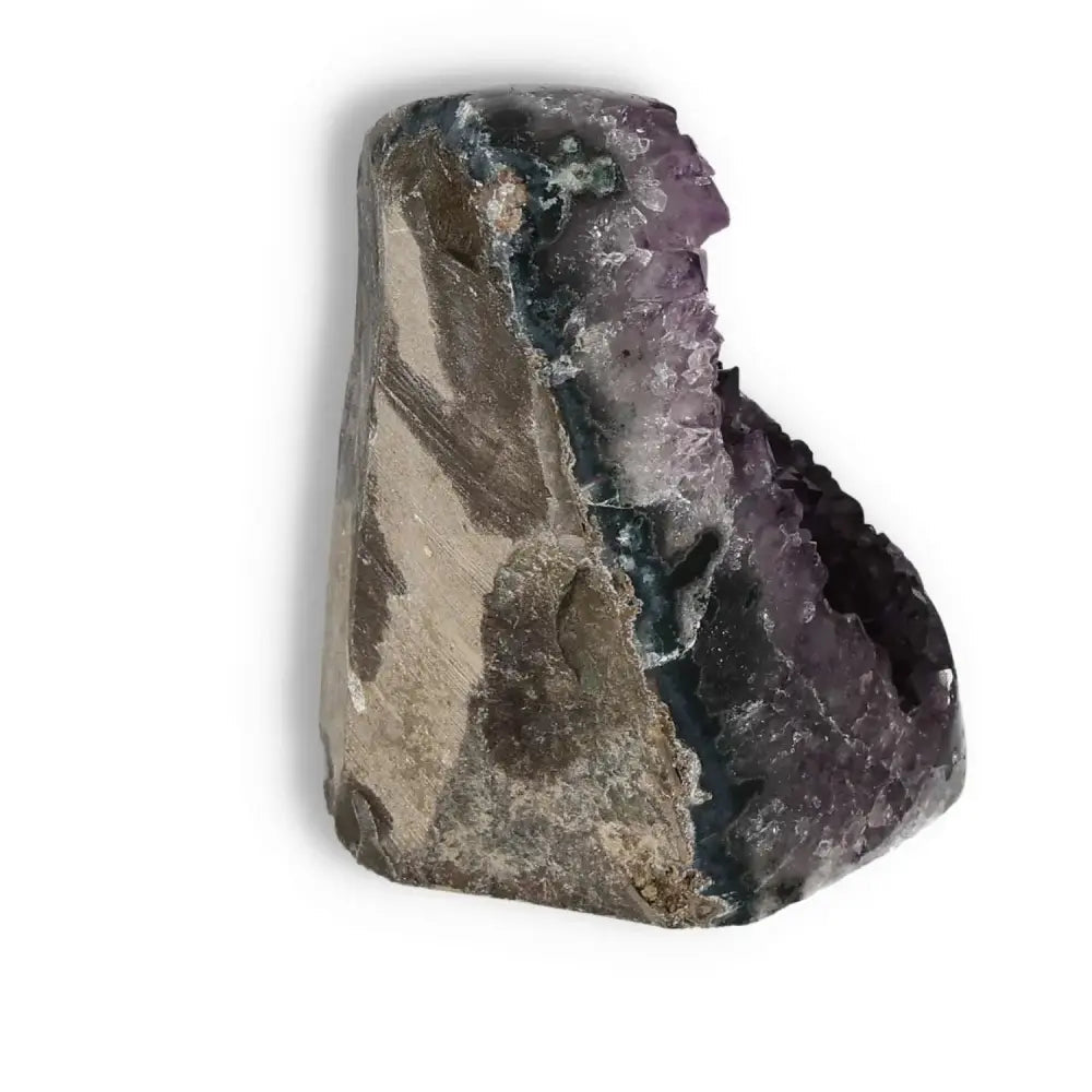 Amethyst Cut Base Geode from Sylvia Crystals, showcasing natural luxury and stress-reducing properties with its calming violet hues.