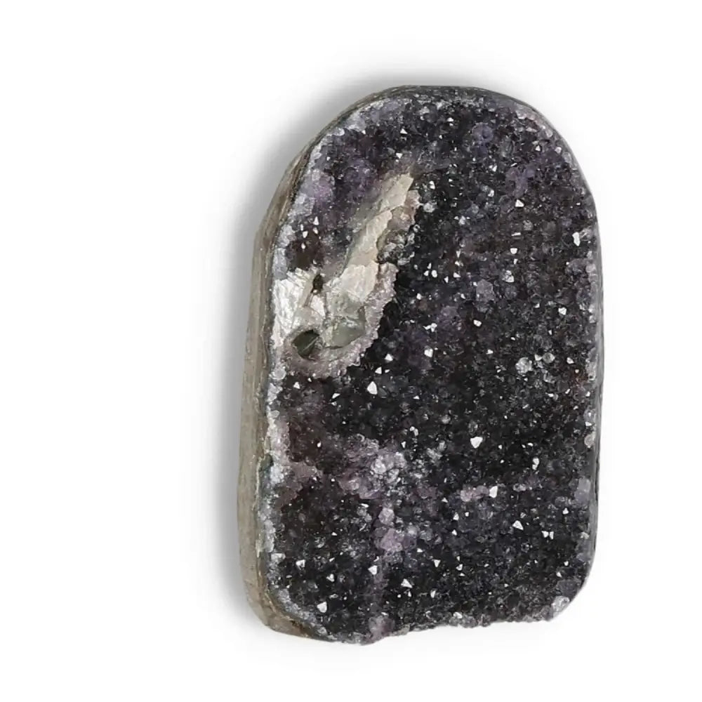 Premium Amethyst cut base geode from Sylvia Crystals, known for its calming properties and enhancing concentration.