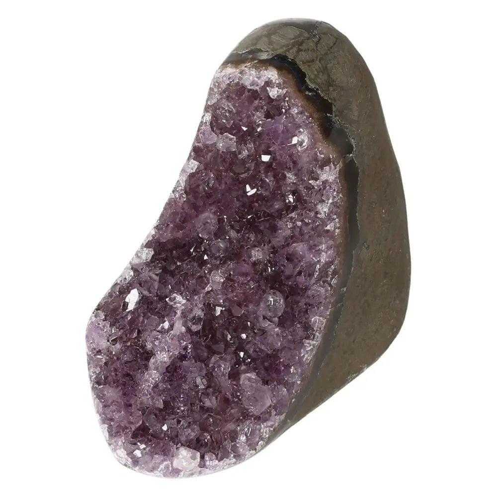 Exquisite Amethyst cut base geode by Sylvia Crystals, symbolizing tranquility and energy balance, perfect for spiritual collections.